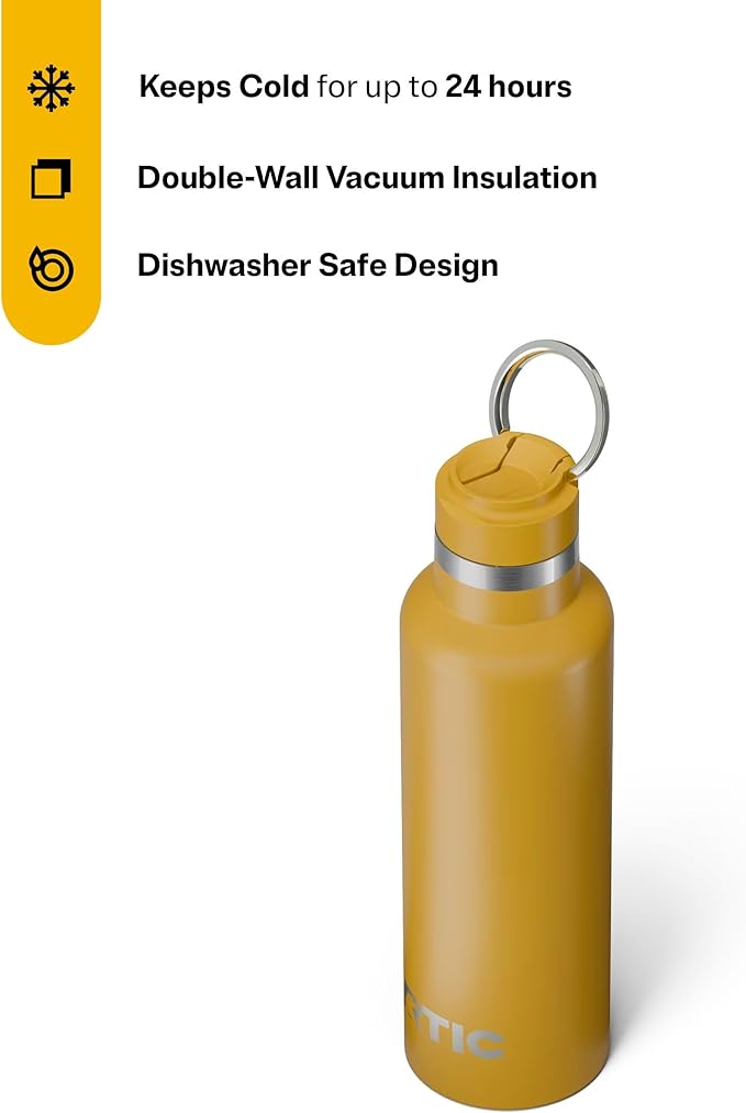 RTIC 20oz Journey Bottle Metal Stainless Steel Vacuum Insulated, BPA Free, Reusable, for Water, Hot and Cold Drinks, Travel, Sports, Camping, Harvest