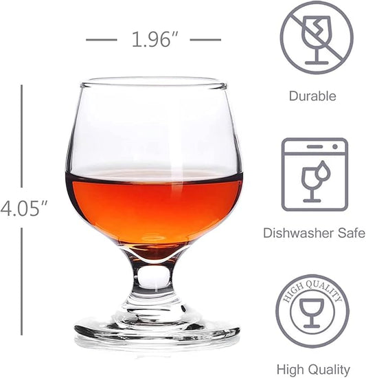 Shot Glass Set of 6 - Clear Cute Shot Glasses, Perfect for Tasting Brandy, Glass Snifters