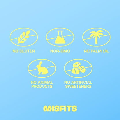 Misfits Vegan Protein (15 g) Bars, Sweet & Salty Caramel Popcorn | Plant Based, Gluten Free, Low Sugar & Carb Snacks with 4 g Fiber | Pack of 12