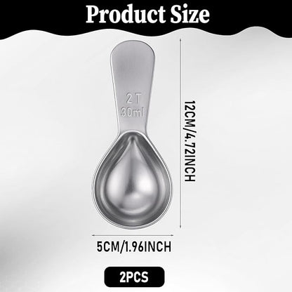 2 Pcs 2 Tbsp Scoop, Stainless Steel 2 Tablespoon Capacity, 30ml Short-Handled Coffee Scoop for Ground Coffees Fits Inside Canisters