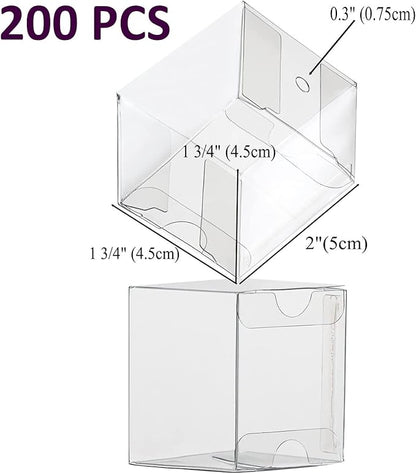 RomanticBaking 200 Pack 1 3/4" x1 3/4"x2"Clear Cake Pop Boxes with Holes Chocolate Truffle Boxes Treat Boxes Small Gift Boxes