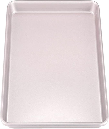 CHEFMADE 17-Inch Baking Sheet Pan, Non-Stick Carbon Steel Rimmed Cookie Sheet Pan for Oven Roasting Meat Bread Jelly Roll Battenberg Pizzas Pastries 12.8" x 17.7" x 1.1" (Champagne Gold)