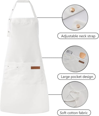 Tosewever Art Aprons for Women Painting Pottery Baking, Mens Buckle Straps Kitchen Apron with Pockets for Chef Cooking
