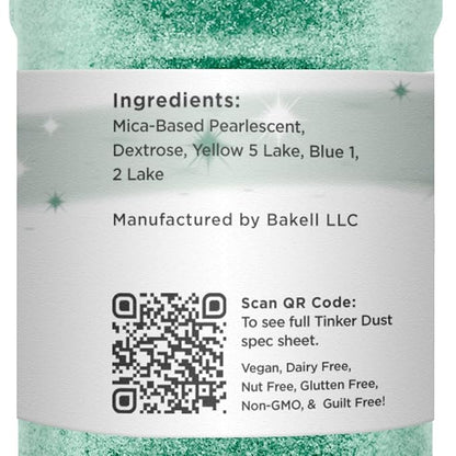Bakell Emerald Green Tinker Dust - (45g 1x Shaker Jar) | Add a Radiant Touch to Desserts and Beverages with Edible Glitter!