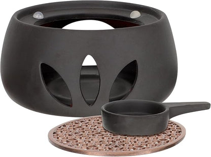 Ceramic Tea Pot Warmer Heater Set - Japanese Pottery Teapot Warmer Base With Light Candle Holder - Stove Warmer for Coffee Cup and Tea Set