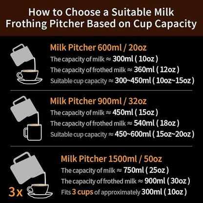 watchget Stainless Steel Milk Frothing Pitcher 12oz/350ml - Espresso Steaming Pitcher for Cappuccino, Latte Art, Coffee Machine Accessories Milk Jug Coffee Frother Cup, Creamy White