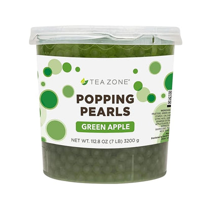 Tea Zone [7 Pounds] Green Apple Popping Pearls for Boba Tea Beverages, Sweets, Ice Cream Topping | B2060