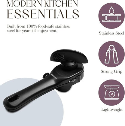 Bellemain Stainless Steel Can Opener – Manual Can Opener For seniors - Ergonomic Smooth edge Can Opener Hand Held Heavy Duty – Easy to use can opener safe cut