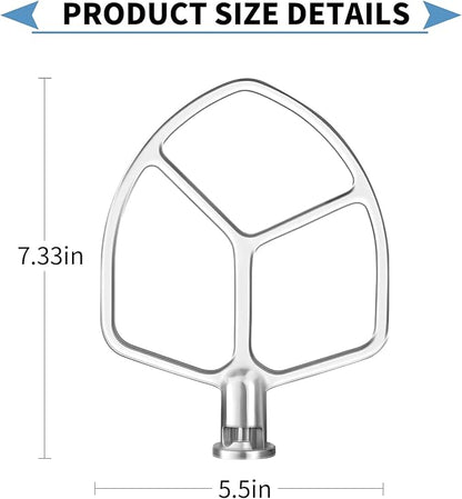 Stainless Steel Paddle Attachment Rust-Resistant Compatible with KitchenAid 5-6QT Mixer, Bowl Lift Stand Mixer Attachment for Quick Kneading of Bread, Pasta, Cookies, Pizza, Etc. Dishwasher Safe
