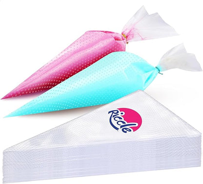 Riccle Disposable Piping Bags 16 Inch - 100 Textured Anti Burst Pastry Bags - Icing Piping Bags for Frosting - Ideal for Cakes and Cookies Decoration