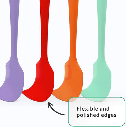 Elihome Chef Series 3 Piece Silicone Spatula Set - 600°F Heat Resistant Non Stick Rubber Kitchen Scraper Spatulas for Cooking, Baking, and Mixing – BPA Free and LFGB Certified Silicone, Green Color