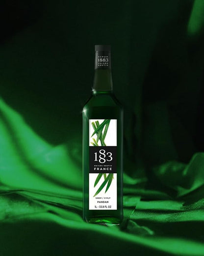 1883 Pandan Syrup for Drinks, Made in France, 1 Liter Glass Bottle