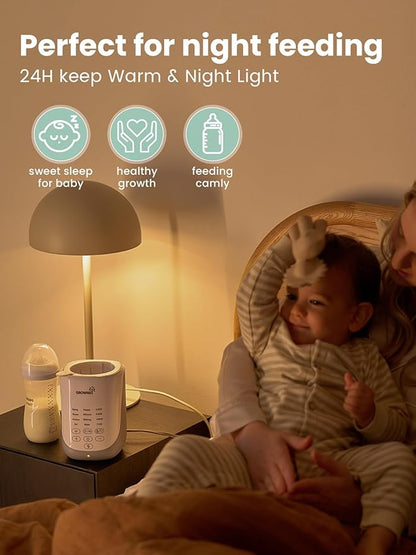 GROWNSY Nutri Bottle Warmer with Innovative Auto-Lift Feature, 10-in-1 Fast Baby Bottle Warmer with Night Light, Retain Nutrients Milk Warmer for Breastmilk&Formula
