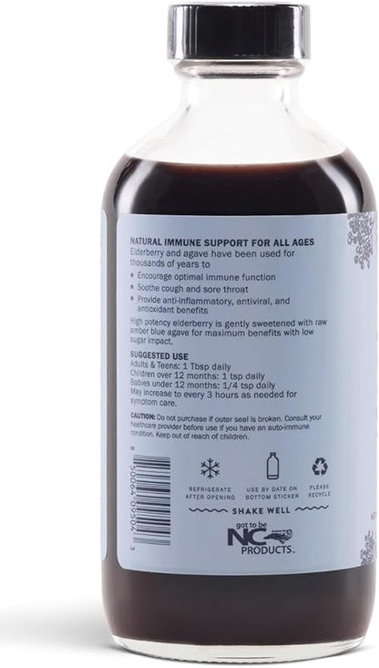 Elderberry Syrup with Blue Agave | Immune Support | USDA Organic Certified | Non-GMO | Vegan | Gluten-Free (8 oz)