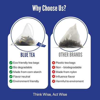 BLUE TEA - Butterfly Pea Flower Tea - 15 Count - Pyramid Plant Based Tea Bag | ANTIOXIDANT RICH | Herbal Tea - Caffeine Free - Detox Tea - Flower Based - Non Bitter | Reusable Tin Pack
