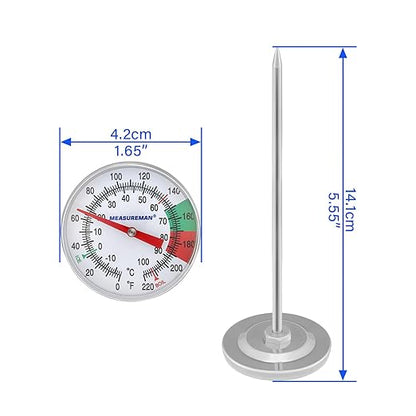 MEASUREMAN Instand Read 2” Dial 0~220℉/℃，Milk Thermometer，Milk Foam，Coffee Drinks Thermometer（2Pack）