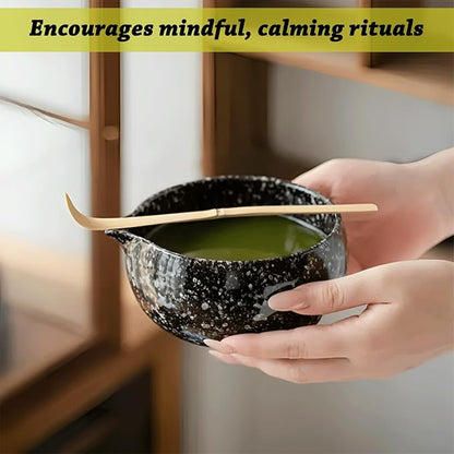 10 Pcs Matcha Whisk and Bowl Set – Traditional Black Matcha Tea Set with Bamboo Accessories – Japanese Style Matcha Set – Ideal Macha kit Set Gift