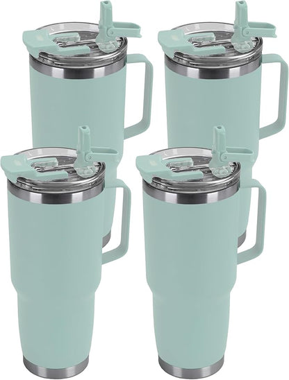 HASLE OUTFITTERS 30oz Tumbler Bulk with Handle, Insulated Travel Coffee Mug Set with Handle Leak-Proof Double Wall Stainless Steel Vacuum Tumblers Pack Metal Cup for Hot and Cold Drink