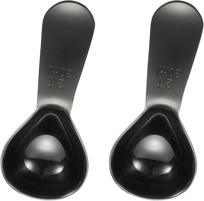 uxcell 2Pcs Stainless Steel Coffee Scoop, 30ml Short Handle Measuring Spoon for Ground Coffee Tea Sugar Kitchen Gifts, Black