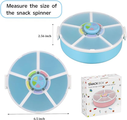 Kids Reusable Rotating Snack Container with 5 Separate Compartments, Color Matching Opening Lid, BPA/PVC-Free, Dishwasher Safe, Perfect for Travel, School Lunches & On-the-Go Snacking-Blue
