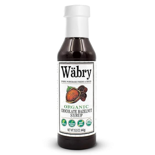 Wäbry Organic Chocolate Hazelnut Syrup – 15.5oz (439g), Natural Chocolate Syrup for Pancakes and Waffles, Drinks and Ice cream, Vegan Mocha Syrup for Coffee, Non-GMO & Dye-Free – BPA Free Bottle