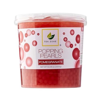 Tea Zone [7 Pounds] Pomegranate Popping Pearls for Boba Tea Beverages, Sweets, Ice Cream Topping | B2062