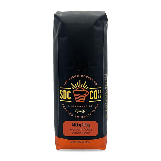 San Diego Coffee Milky Way, Medium Roast, Whole Bean Coffee, 16-Ounce Bag Café en grano tostado