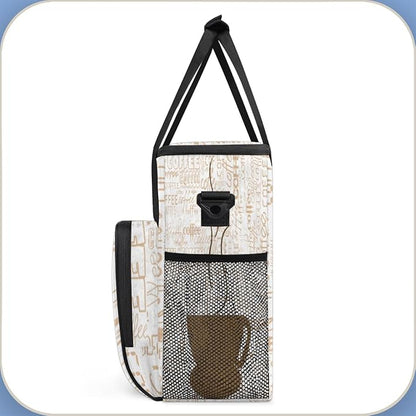 Coffee Cup Coffee Maker Carring Bag Coffee Texts Travel Carrying Storage Tote Bag Compatible with Keurig K-Mini or K-Mini Plus Portable Single Serve Coffee Brewer Case with Pockets for K-cup Pods