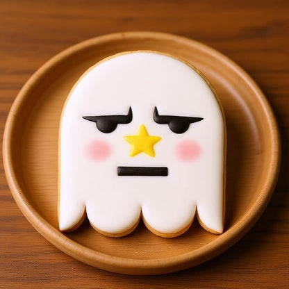 Halloween Ghost Faces Cookie Cutter and Stencil Set Bundle Kit PYO Cookies Paint Your Own Diy Bakery Fondant Sugar Happy Birthday Wedding Baby Candle Kids Painting Coloring Pages Comb (Ghost Faces)