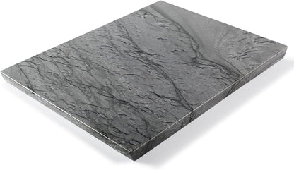 Koville Natural Marble Pastry Board for Kitchen, 16" x 12" Marble Tray Cutting & Charcuterie Board Slab for Countertop, Stone Cheese Resistant Pastry Tray, Rectangular Serving & Chopping Slab - Dark