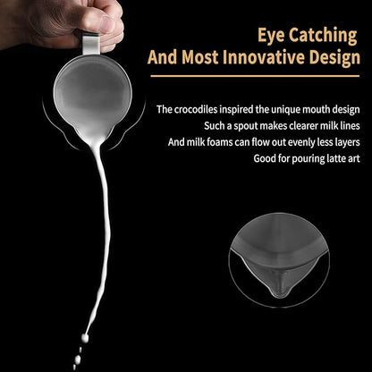 MHW-3BOMBER Espresso Steaming Pitcher Milk Frothing Pitcher Stainless Steel Milk Coffee Cappuccino Latte Art Barista Cup 13.5oz/400ml (Glossy) P5001S-OS