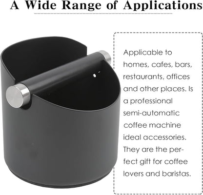 Italian Espresso Tapping Box, Stainless Steel Coffee Grinding Tapping Box, With Detachable Tapping Rod And Anti Slip Rubber Base (Black-S)