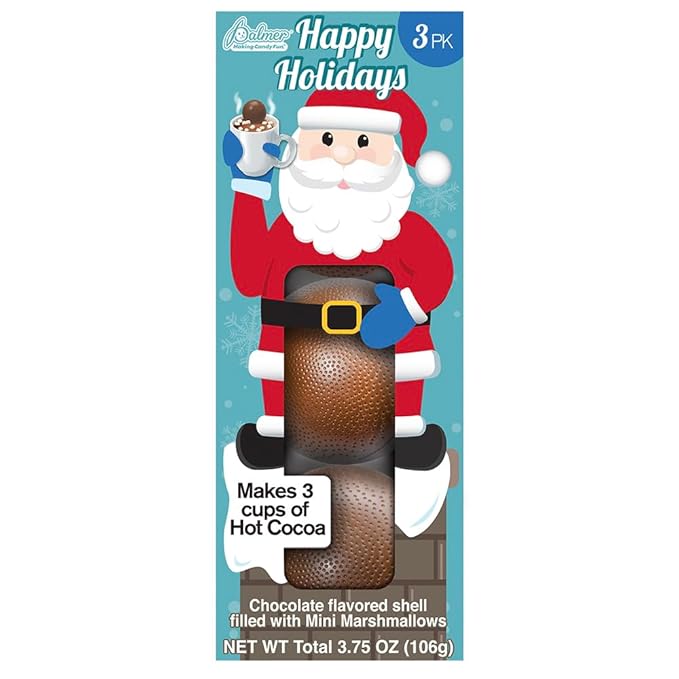 Palmer Hot Chocolate Bomb with Marshmallows, Milk Chocolate Shell Filled with Marshmallows, Fun Holiday Treat or Gift, Just Add Hot Milk or Liquid, Making Candy Fun Since 1948 (3 Pack)
