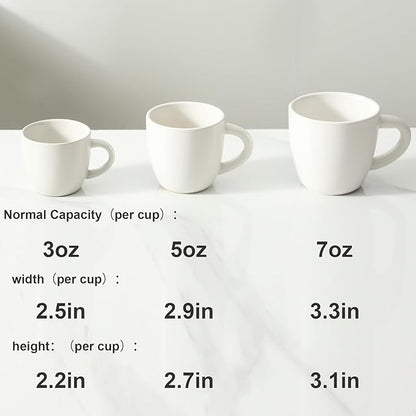Hasense Espresso Cups Set of 4 Perfect for Demitasse, Cappuccino, Tea Bag and Juice, 5 Ounce Ceramic Stackable Mini Coffee Mugs Suit for Espresso Machine and Coffee Maker, White
