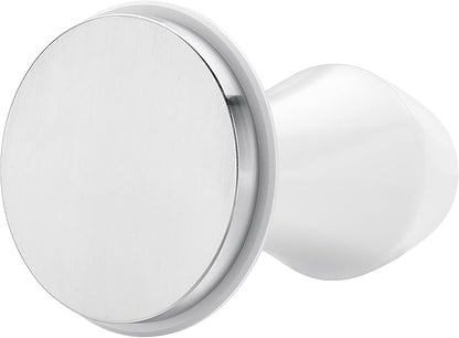 Normcore 53.3mm Espresso Coffee Tamper V4 - Spring Loaded Tamper With Stainless Steel Flat Base - Non-stick coating White - 15lb / 25lb / 30lbs Replacement Springs - Anodized Aluminum Stand