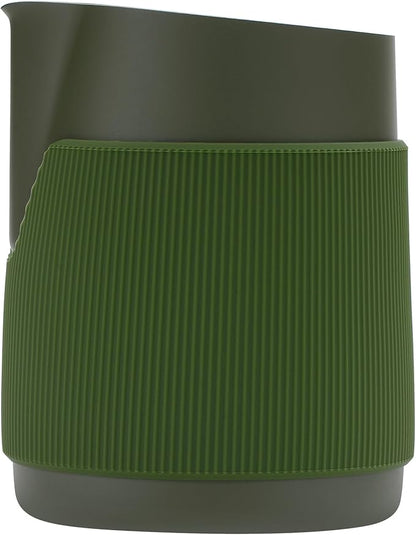 Normcore Handleless Milk Frothing Jug, Milk Pitcher 20.3 oz, Stainless Steel Latte Art Pitcher with Sharp Spout, Heat-Resistant Grip, Green, 600 ml