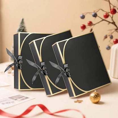 10Pack Black Gift Boxes, 10.6x7.8x3.1Inch Bridesmaid Proposal Box with Ribbons, Gift Boxes with Lids for Presents, Mother's Day, Wedding, Groomsmen Proposal, Birthday Party