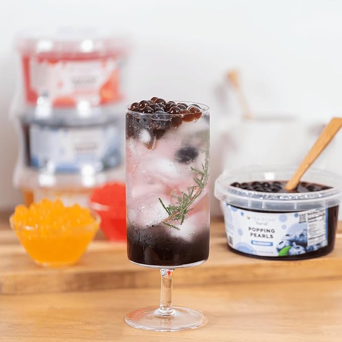 Tea Zone 3 Flavors Popping Pearls Combo, Strawberry, Mango, Blueberry Bursting Pearls for Teas, Shakes, Smoothies, Dessert Toppings