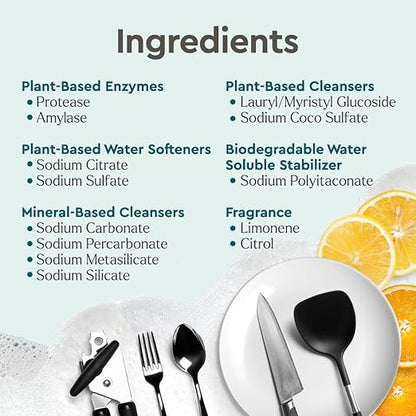 Puracy Dishwasher Pods, Natural Dishwasher Detergent, Citrus Skies Dish tabs - Enzyme-Powered, Spot & Residue Free - TikTok Trend Items, Must Haves from TikTok (Citrus Skies, 50 Count - 2 Pack)