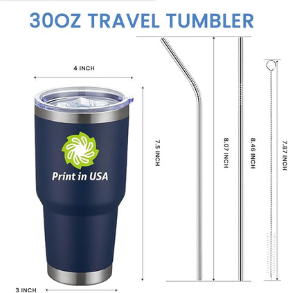Personalized Tumbler with Pictures Text Logo,Print in USA,30oz Custom Coffee Tumbler with Lid & Straw,Double-layer Stainless Steel Custom Insulated Tumbler,Personalized Gifts As Birthday,Christmas