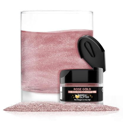 Brew Glitter - Rose Gold Edible Drink Glitter 1x 4g Jar for Cocktails, Beer, & Beverages