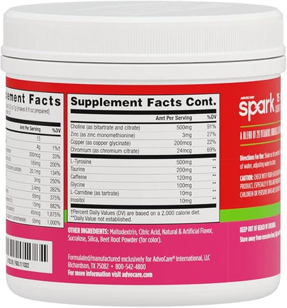 AdvoCare Spark - Energy Drink Mix - Vitamin & Amino Acid Supplement - Supports Energy & Focus - Portable Immune Support - Sugar-Free - Strawberry