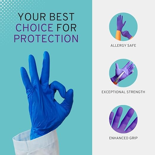 SafeWay Nitrile Gloves, 4000 Ct, Large, Powder-Free, Latex-Free, All-Purpose, Professional Disposable Gloves with Textured Fingertips for Medical Use, Food Prep, Cleaning, Tattoo & More