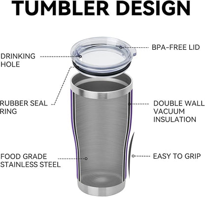 DOMICARE 20oz Tumbler with Lid Stainless Steel Tumblers Bulk, Double Wall Vacuum Insulated Coffee Travel Mug Powder Coated Tumbler, 8 Pack Purple