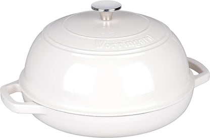 Enameled Cast Iron Dutch Oven Pot with Lid, Bread Oven for Sourdough Bread Baking, Dutch Ovens with Bread Proofing Basket& Baking Supplies Set, 6 Quart, White