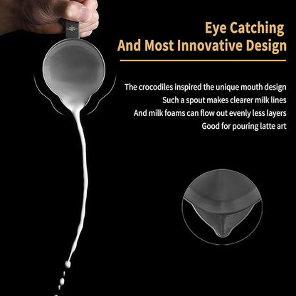 MHW-3BOMBER Espresso Steaming Pitcher Milk Frothing Pitcher Stainless Steel Milk Coffee Cappuccino Latte Art Barista Cup 16.9oz/500ml (Matte Black) P5032B-OS