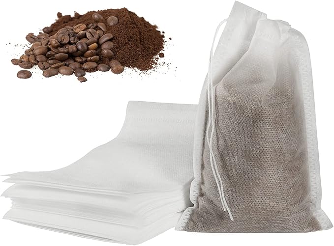 50pcs No Mess Cold Brew Bags, 4x6 inch Disposable Coffee Filter Bag Fine Mesh Brewing Drawstring Pouches for Iced Coffee Hot Tea Herb Spice