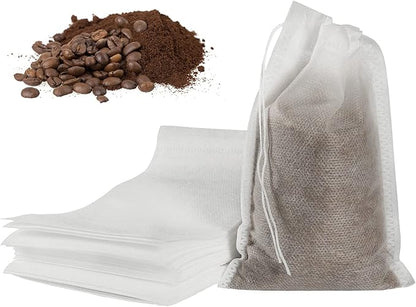 50pcs No Mess Cold Brew Bags, 4x6 inch Disposable Coffee Filter Bag Fine Mesh Brewing Drawstring Pouches for Iced Coffee Hot Tea Herb Spice