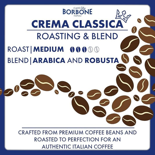 Caffe Borbone Aluminum Coffee Pods Compatible with Nespresso Original Machines, Crema Classica, Medium Roast, Rich and Velvety, Genuine Italian Coffee - 50 Count