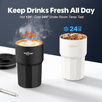 16 oz Coffee Insulated Tumbler with Lid and Flip Straw, Leak-Proof Food Grade 304 Stainless Steel Travel Coffee Mug, Double Wall Vacuum Cup for Hot and Cold Drinks (Green)